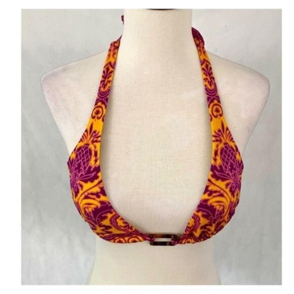 Victoria’s Secret Paisley Print Tortoise Center Halter Bikini Top Size Small - Picture 3 of 8